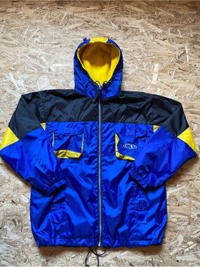 OP Y2K Vintage Blue, Black & Yellow Windbreaker Jacket